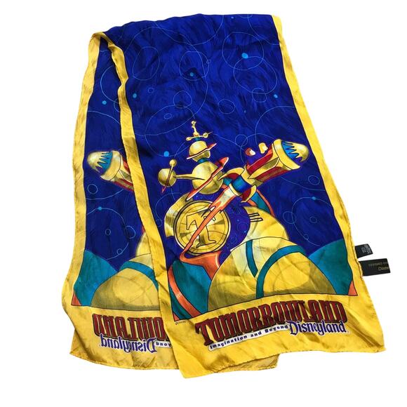 Vintage Disney 100% Silk Scarf Tomorrowland Imagination and Beyond - Picture 1 of 11